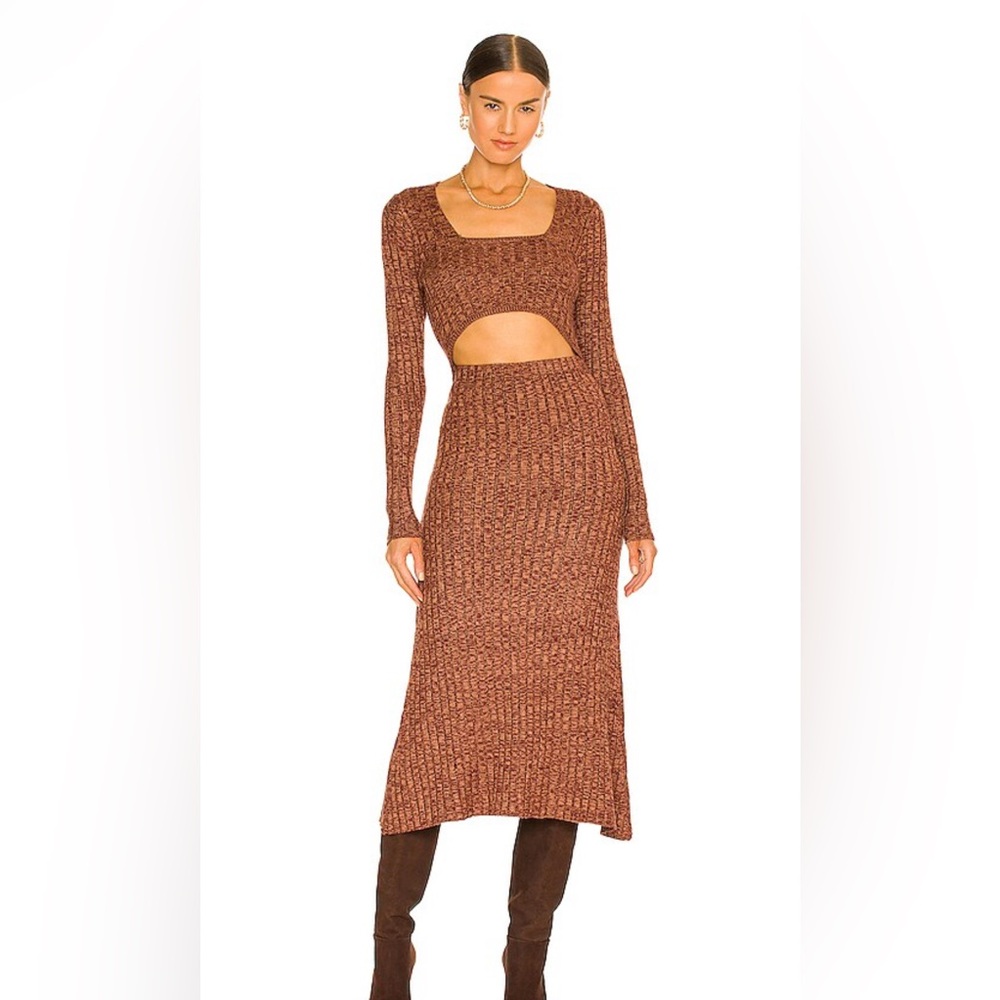 New AFRM Skye Cutout Midi Dress Marled Port Royale Ribbed Sweater Nordstrom LRG